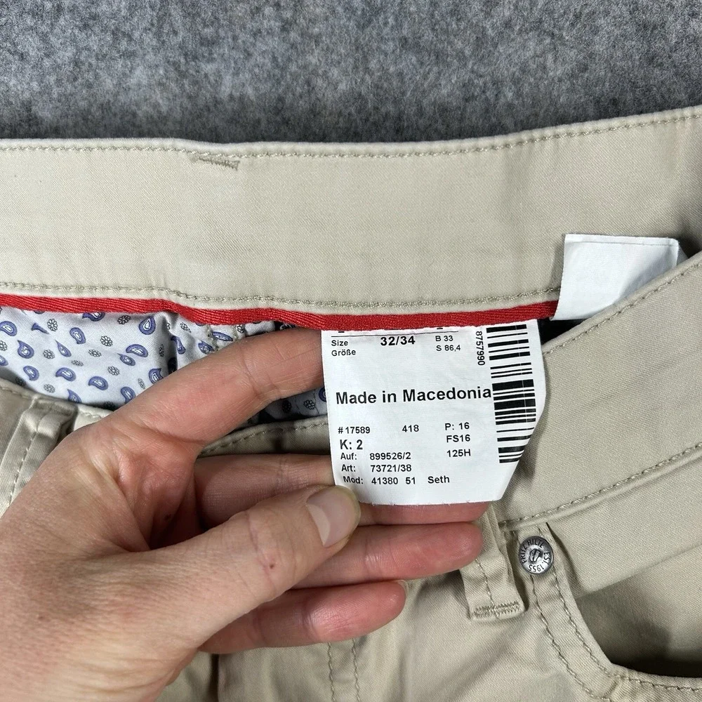 Hiltl Cotton Blend 5 Pocket Jean Cut Pants Size 32x34 US Seth In Solid Beige